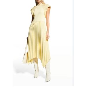 Derek Lam 10 Crosby Josephine Mixed Media Pleated Handkerchief Dress